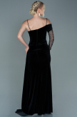 Robe de Soirée Longue Velours Noir-Argent ABU2605