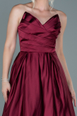 Robe de Soirée Longue Satin Rouge Bordeaux ABU2600