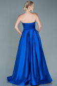 Robe de Soirée Longue Satin Bleu Saxe ABU2600