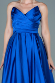 Robe de Soirée Longue Satin Bleu Saxe ABU2600