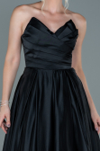 Robe de Soirée Longue Satin Noir ABU2600