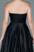 Robe de Soirée Longue Satin Noir ABU2600