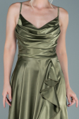 Robe de Soirée Longue Satin Kaki ABU2593
