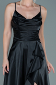 Robe de Soirée Longue Satin Noir ABU2593