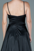 Robe de Soirée Longue Satin Noir ABU2593