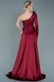 Robe de Soirée Longue Satin Rouge Bordeaux ABU2610