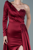 Robe de Soirée Longue Satin Rouge Bordeaux ABU2610