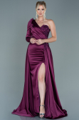 Robe de Soirée Longue Satin Prune ABU2610