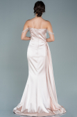 Robe de Soirée Longue Satin Beige ABU2618
