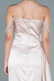 Robe de Soirée Longue Satin Beige ABU2618