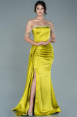 Robe de Soirée Longue Satin Pistache vert ABU2618