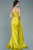 Robe de Soirée Longue Satin Pistache vert ABU2618