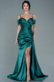 Robe de Soirée Longue Satin Émeraude ABU2379
