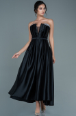 Robe de Soirée Midi Satin Noir ABK1508