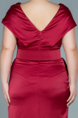 Robe de Soirée Grande Taille Midi Satin Rouge Bordeaux ABK1499