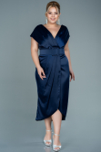 Robe de Soirée Grande Taille Midi Satin Bleu Marine ABK1499