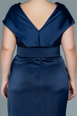 Robe de Soirée Grande Taille Midi Satin Bleu Marine ABK1499