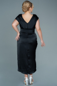 Robe de Soirée Grande Taille Midi Satin Noir ABK1499