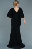 Robe de Soirée Grande Taille Longue Satin Noir ABU2646