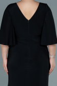 Robe de Soirée Grande Taille Longue Satin Noir ABU2646