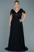 Robe de Soirée Grande Taille Longue Noir ABU828