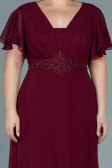 Robe De Soirée Grande Taille Mousseline Longue Prune ABU2308