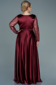 Robe de Soirée Grande Taille Longue Satin Rouge Bordeaux ABU2641