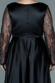Robe de Soirée Grande Taille Longue Satin Noir ABU2641