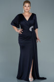 Robe Grande Taille Longue Bleu Marine ABU2441