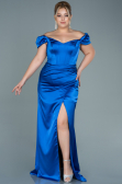 Robe de Soirée Grande Taille Longue Satin Bleu Saxe ABU2609