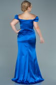 Robe de Soirée Grande Taille Longue Satin Bleu Saxe ABU2609