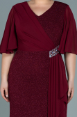 Robe de Soirée Grande Taille Longue Rouge Bordeaux ABU2651