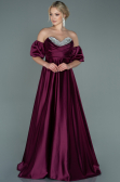 Robe de Soirée Longue Satin Couleur Cerise ABU2614
