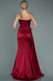 Robe de Soirée Longue Satin Rouge Bordeaux ABU2618