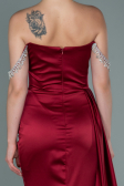 Robe de Soirée Longue Satin Rouge Bordeaux ABU2618