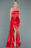 Robe de Soirée Longue Satin Rouge ABU2618