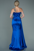 Robe de Soirée Longue Satin Bleu Saxe ABU2618