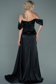 Robe de Soirée Longue Satin Noir ABU2661