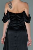 Robe de Soirée Longue Satin Noir ABU2661