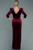 Robe de Soirée Longue Velours Rouge Bordeaux ABU2653