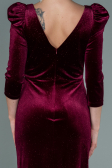 Robe de Soirée Longue Velours Rouge Bordeaux ABU2653