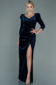 Robe de Soirée Longue Velours Bleu Marine ABU2653