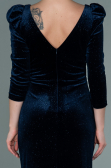 Robe de Soirée Longue Velours Bleu Marine ABU2653