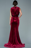 Robe de Soirée Longue Velours Rouge Bordeaux ABU2668