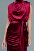 Robe de Soirée Longue Velours Rouge Bordeaux ABU2668