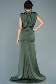 Robe De Soirée Satin Longue Kaki ABU2133