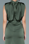 Robe De Soirée Satin Longue Kaki ABU2133