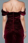 Robe de Soirée Longue Velours Rouge Bordeaux ABU2672
