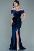 Robe de Soirée Longue Velours Bleu Marine ABU2672