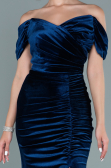 Robe de Soirée Longue Velours Bleu Marine ABU2672